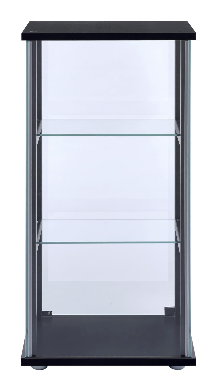 Cyclamen Black/Clear 3-Shelf Glass Curio Cabinet from Coaster - Luna Furniture