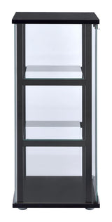 Cyclamen Black/Clear 3-Shelf Glass Curio Cabinet from Coaster - Luna Furniture