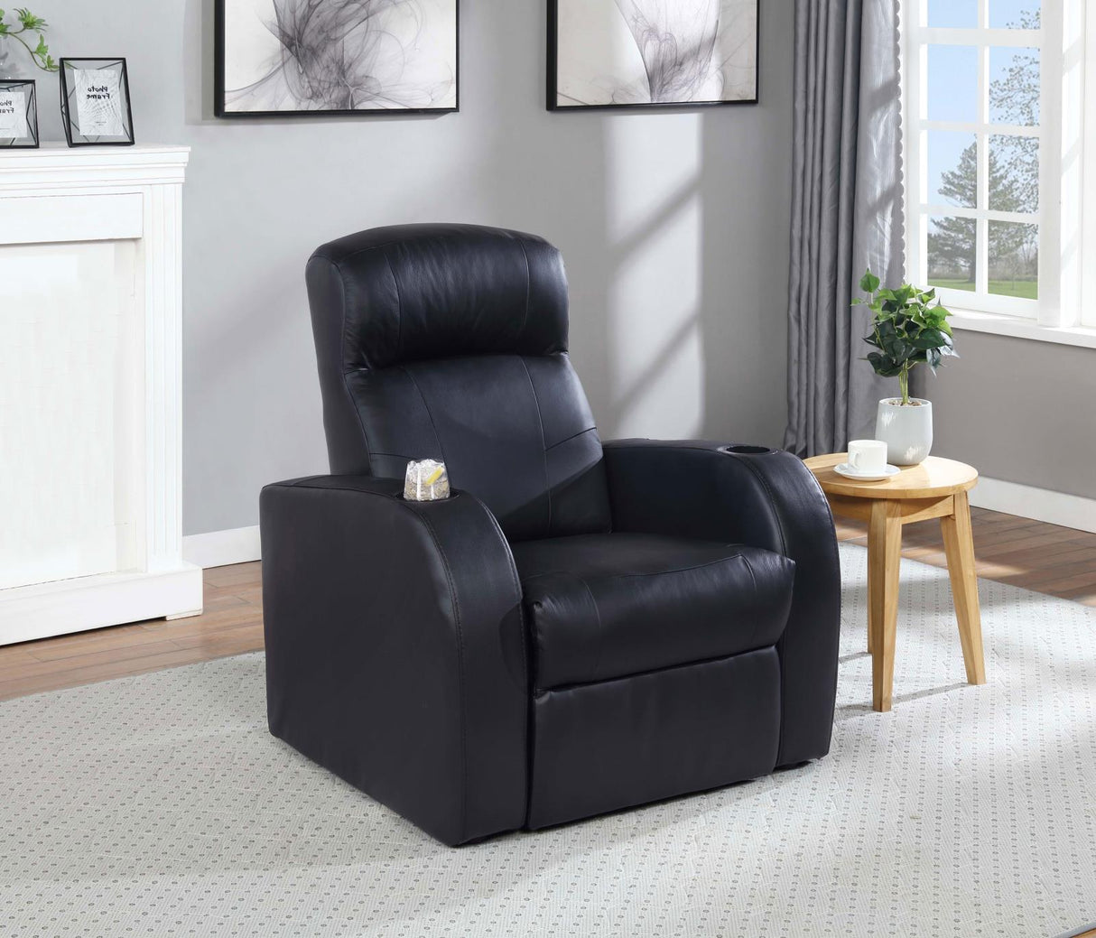 Cyrus Home Theater Upholstered Recliner Black from Coaster - Luna Furniture