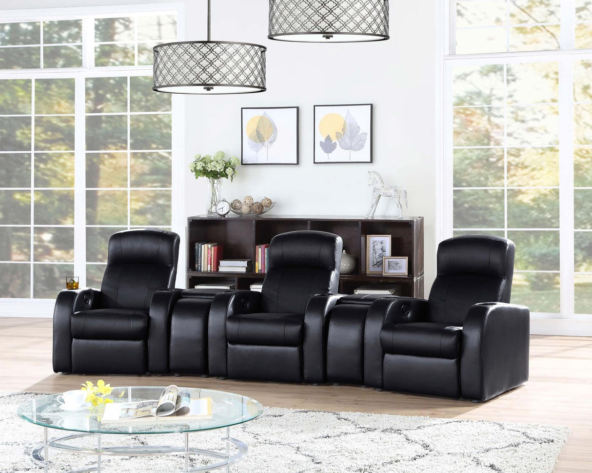 Cyrus Home Theater Upholstered Recliner Black from Coaster - Luna Furniture