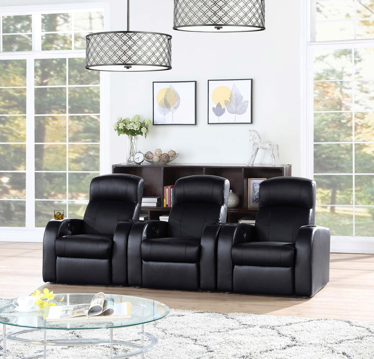 Cyrus Home Theater Upholstered Recliner Black from Coaster - Luna Furniture