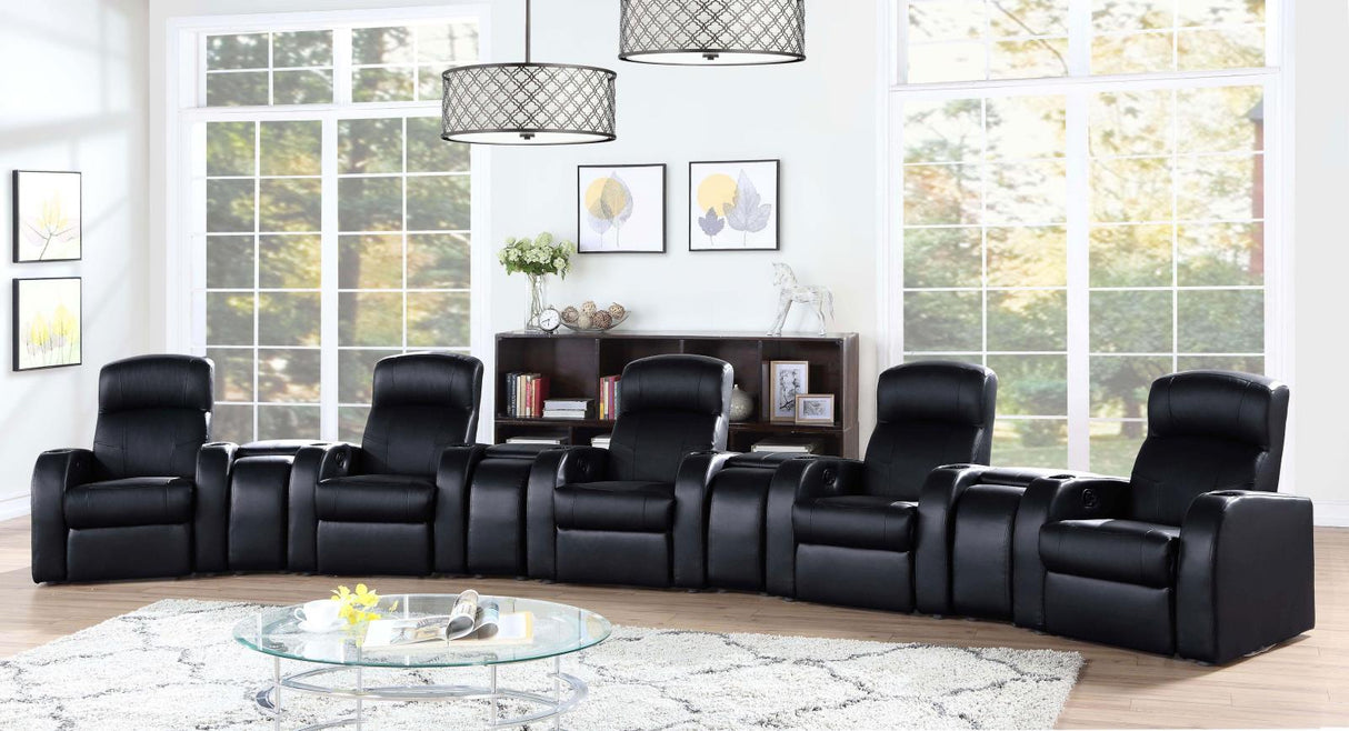 Cyrus Home Theater Upholstered Recliner Black from Coaster - Luna Furniture