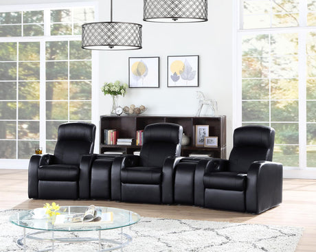 Cyrus Upholstered Recliner Living Room Set Black - 600001-S3A - Luna Furniture