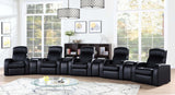 Cyrus Upholstered Recliner Living Room Set Black - 600001-S5A - Luna Furniture