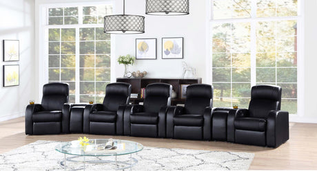 Cyrus Upholstered Recliner Living Room Set Black - 600001-S5B - Luna Furniture