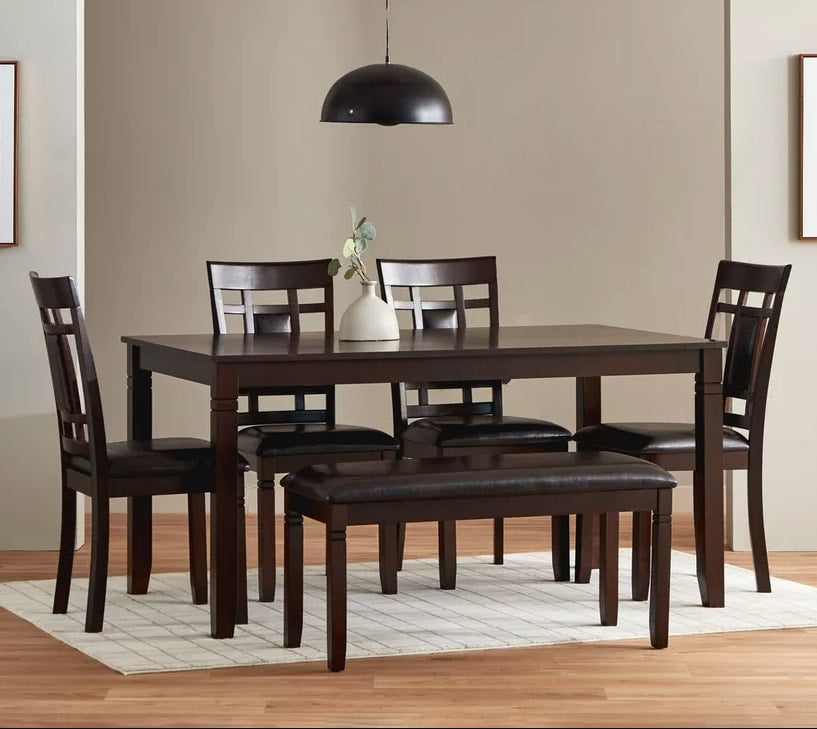 D1015 - Dining Table + 4 Chair + Bench Set - D1015 - Luna Furniture