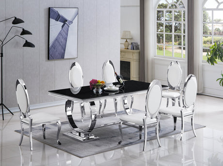Betsy Chrome/White 7-Piece Dining Set - Luna Furniture