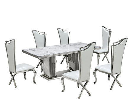 D6061 - Dining Table + 6 Chair Set - D6061 - Luna Furniture