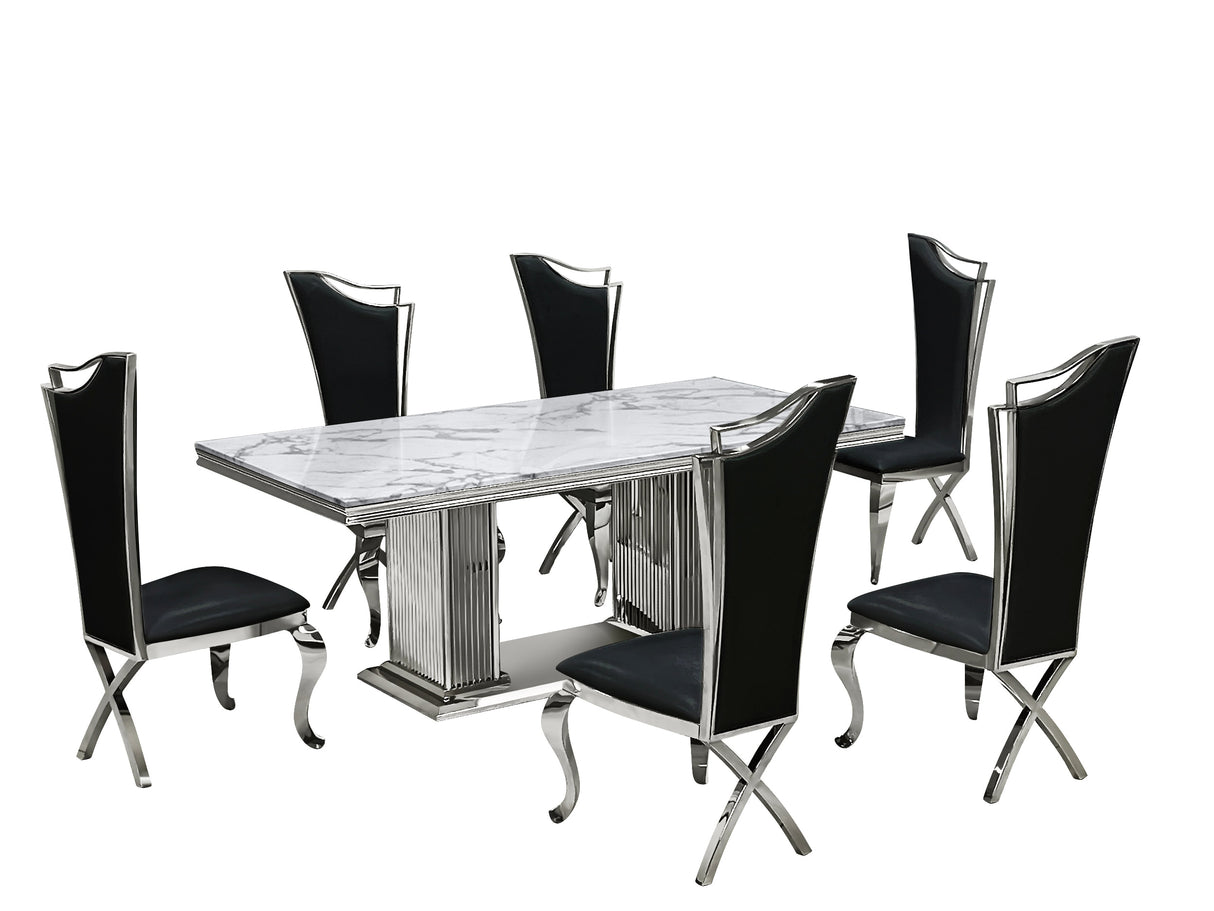 D6062 - Dining Table + 6 Chair Set - D6062 - Luna Furniture