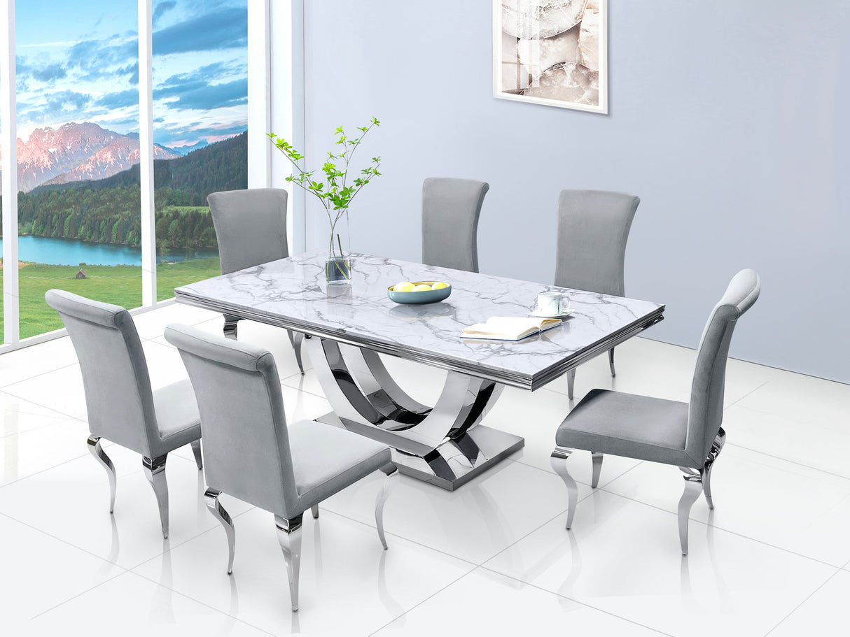 D8081 - Dining Table + 6 Chair Set - D8081 - Luna Furniture