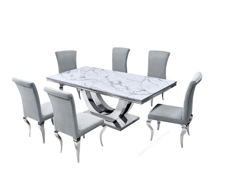 D8081 - Dining Table + 6 Chair Set - D8081 - Luna Furniture