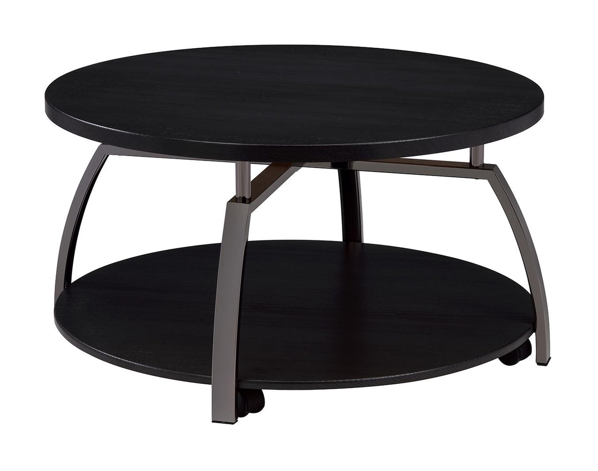 Dacre Dark Gray/Black Nickel Round Coffee Table from Coaster - Luna Furniture