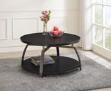 Dacre Dark Gray/Black Nickel Round Coffee Table from Coaster - Luna Furniture