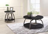 Dacre Dark Gray/Black Nickel Round Coffee Table from Coaster - Luna Furniture