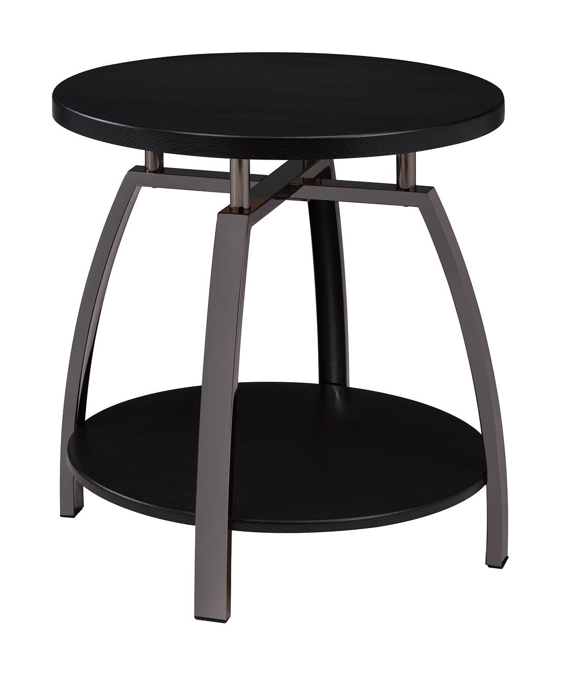 Dacre Round End Table Dark Gray/Black Nickel from Coaster - Luna Furniture