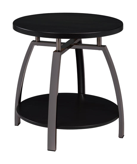 Dacre Round End Table Dark Gray/Black Nickel from Coaster - Luna Furniture