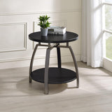 Dacre Round End Table Dark Gray/Black Nickel from Coaster - Luna Furniture