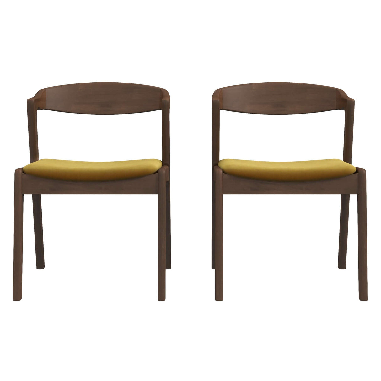 Dakota Mid-Century Modern Solid Wood Velvet Dining Chair (Set of 2) Black Leather - AFC00298 - Luna Furniture