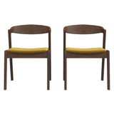 Dakota Mid-Century Modern Solid Wood Velvet Dining Chair (Set of 2) Black Leather - AFC00298 - Luna Furniture