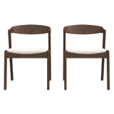 Dakota Mid-Century Modern Solid Wood Velvet Dining Chair (Set of 2) Black Leather - AFC00298 - Luna Furniture