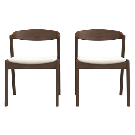 Dakota Mid-Century Modern Solid Wood Velvet Dining Chair (Set of 2) Cream - AFC01870 - Luna Furniture