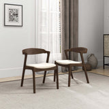 Dakota Mid-Century Modern Solid Wood Velvet Dining Chair (Set of 2) Cream - AFC01870 - Luna Furniture