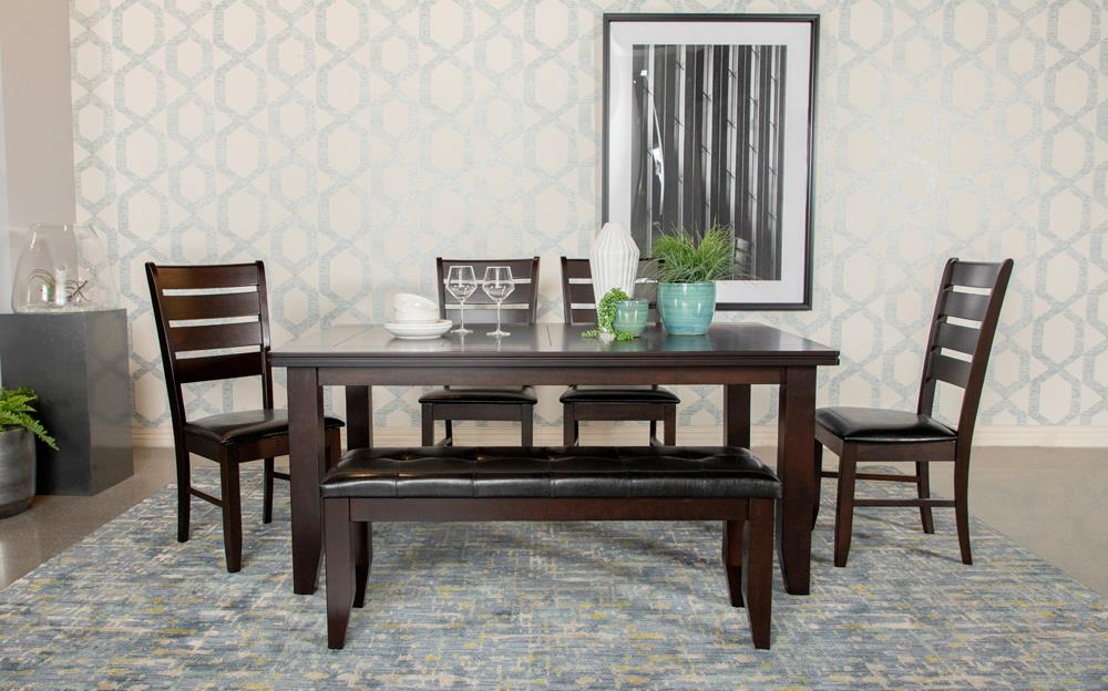 Dalila Cappuccino/Black Tufted Upholstered Dining Bench from Coaster - Luna Furniture