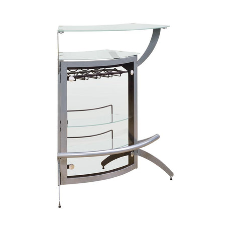 Dallas Silver/Frosted Glass 2-Shelf Bar Unit from Coaster - Luna Furniture