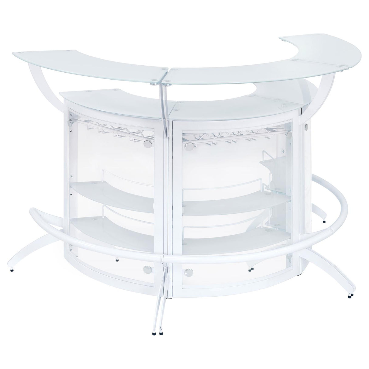 Dallas 2-shelf Curved Home Bar White and Frosted Glass (Set of 3) from Coaster - Luna Furniture