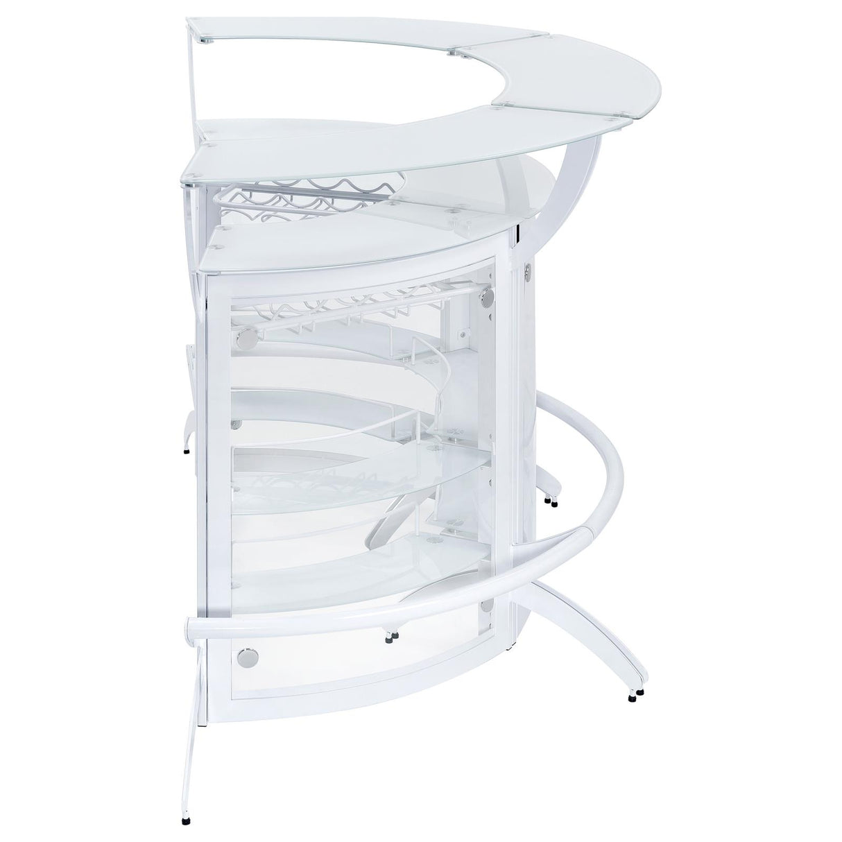 Dallas 2-shelf Curved Home Bar White and Frosted Glass (Set of 3) from Coaster - Luna Furniture