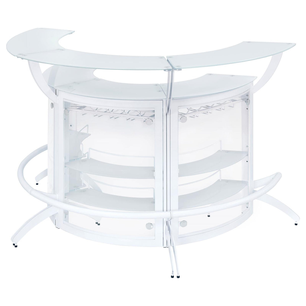 Dallas 2-shelf Curved Home Bar White and Frosted Glass (Set of 3) from Coaster - Luna Furniture