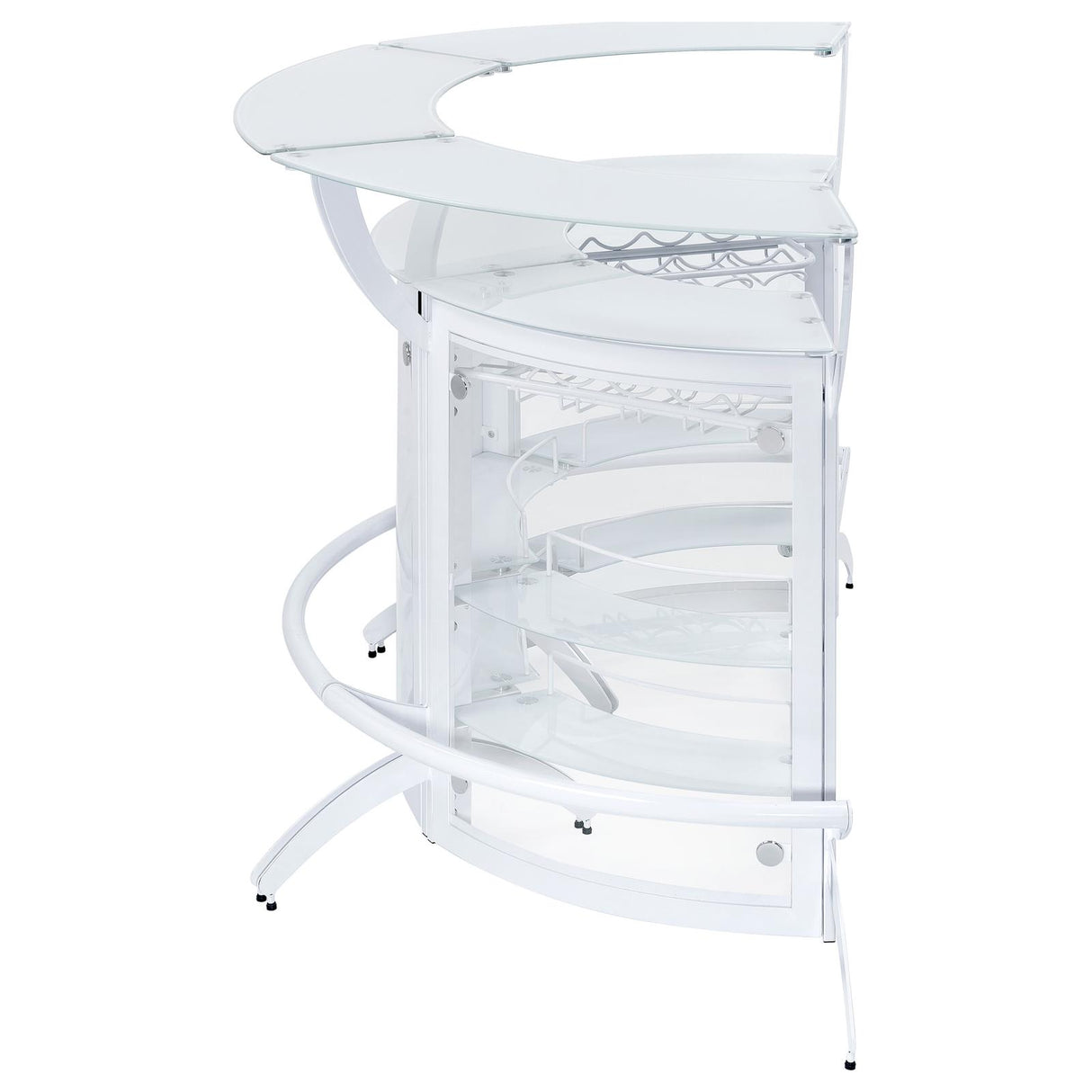 Dallas 2-shelf Curved Home Bar White and Frosted Glass (Set of 3) from Coaster - Luna Furniture