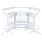 Dallas 2-shelf Curved Home Bar White and Frosted Glass (Set of 3) from Coaster - Luna Furniture