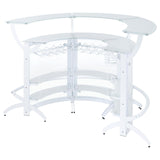 Dallas 2-shelf Curved Home Bar White and Frosted Glass (Set of 3) from Coaster - Luna Furniture