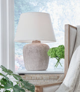 Danry Distressed Cream Table Lamp - L207454 - Luna Furniture