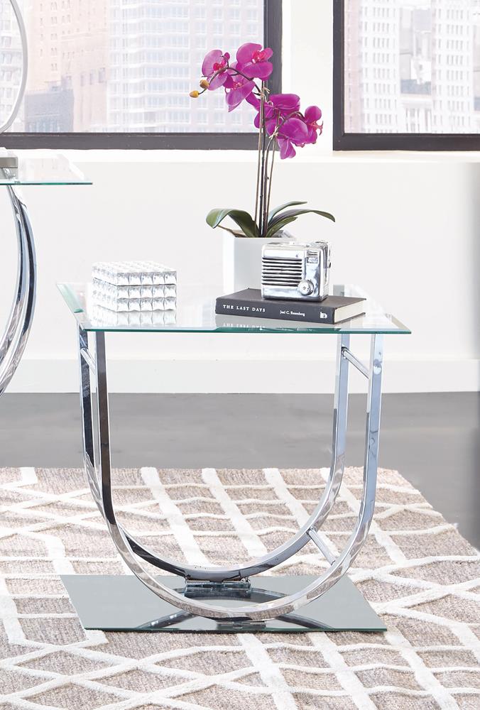 Danville U-Shaped End Table Chrome from Coaster - Luna Furniture