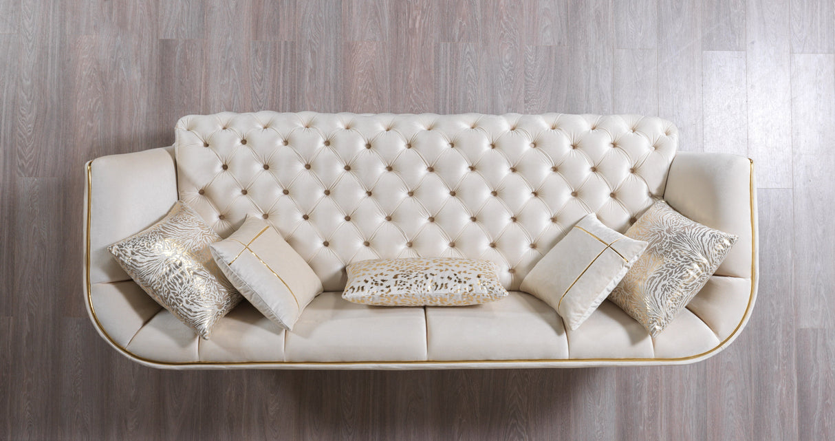 Daphne Ivory Velvet Sofa & Loveseat - DAPHNE SL-IVORY - Luna Furniture