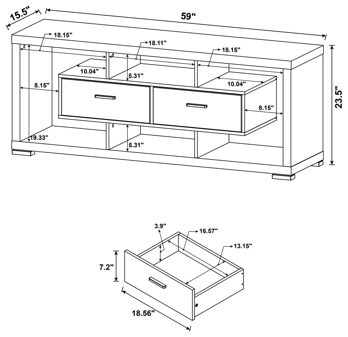 Darien 2-drawer Rectangular TV Console Cappuccino - 700112 - Luna Furniture