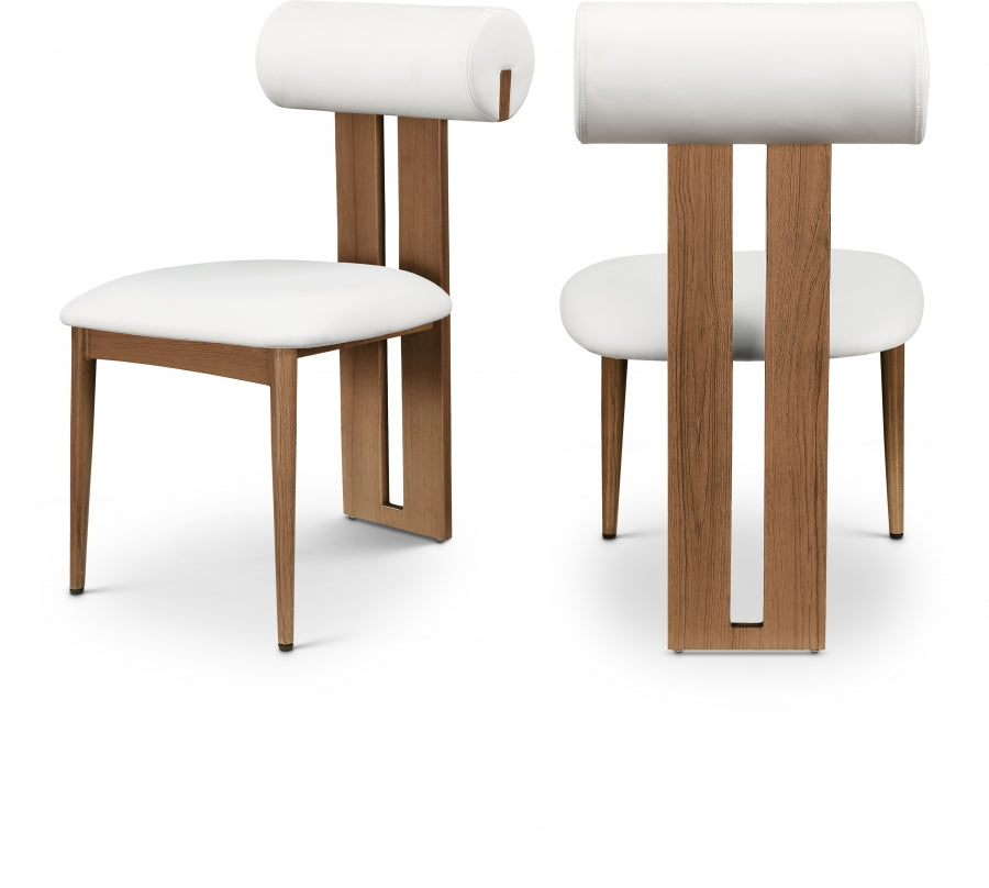 Dario Faux Leather Dining Chair Cream, Set of 2 from Meridian - Luna Furniture