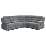 David 3-Piece Upholstered Motion Sectional with Pillow Arms Smoke from Coaster - Luna Furniture