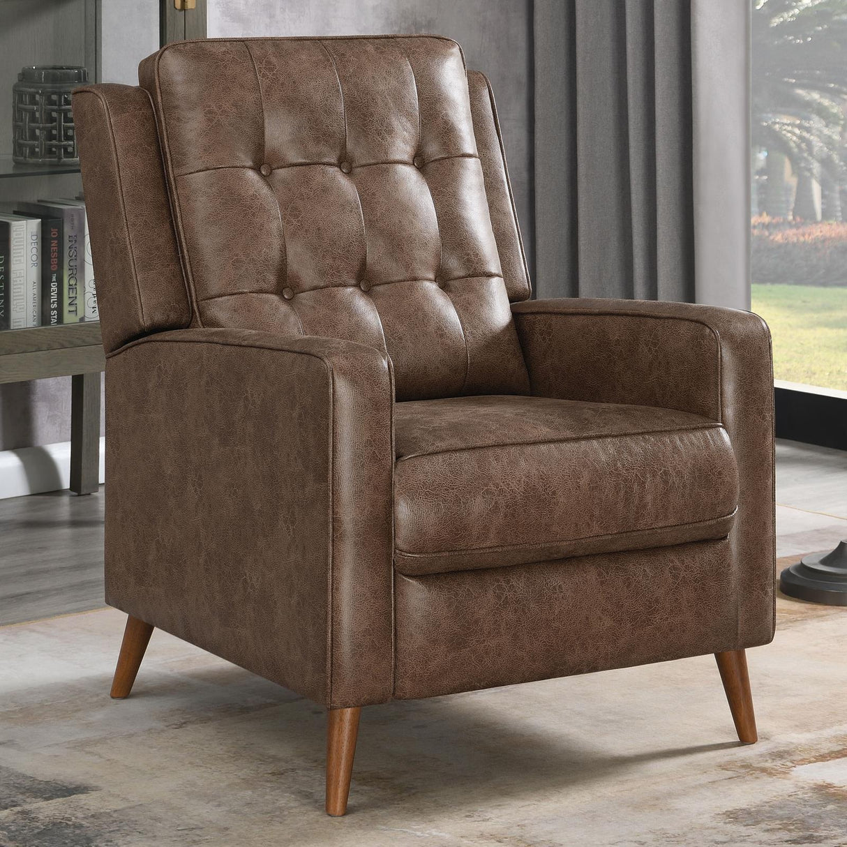 Davidson Upholstered Tufted Push Back Recliner Brown from Coaster - Luna Furniture