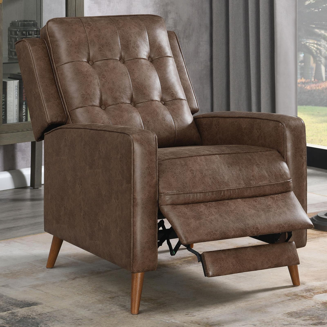 Davidson Upholstered Tufted Push Back Recliner Brown from Coaster - Luna Furniture