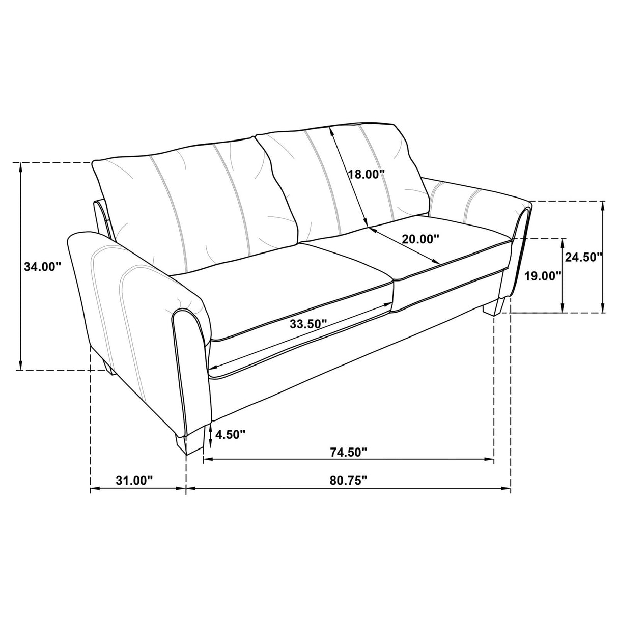 Davis 2-piece Upholstered Rolled Arm Sofa Grey from Coaster - Luna Furniture