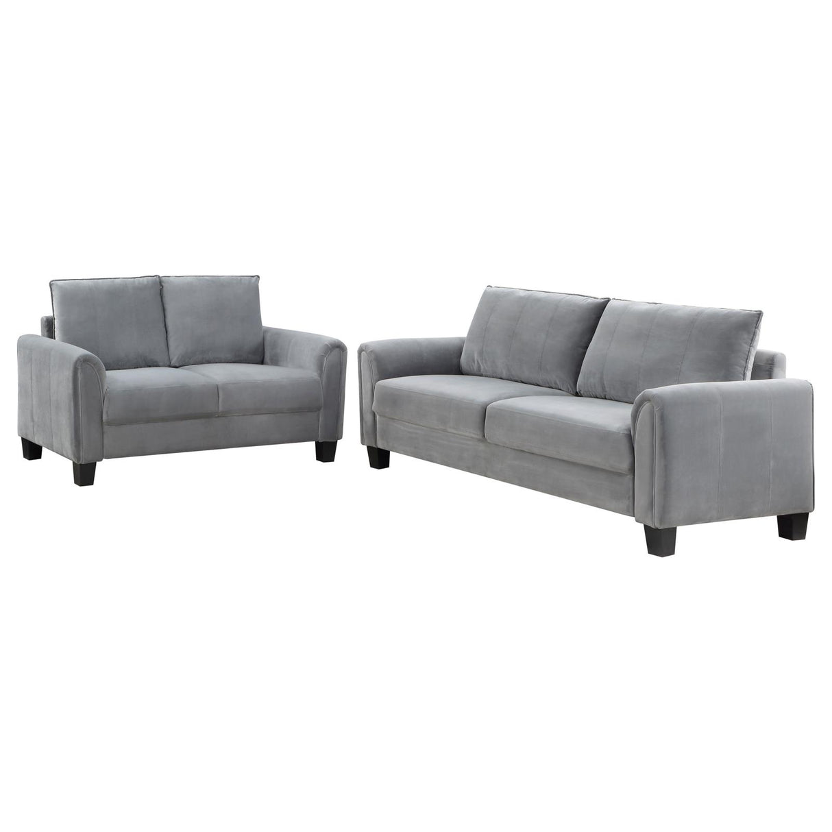 Davis 2-piece Upholstered Rolled Arm Sofa Grey from Coaster - Luna Furniture