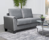 Davis Upholstered Rolled Arm Loveseat Grey from Coaster - Luna Furniture