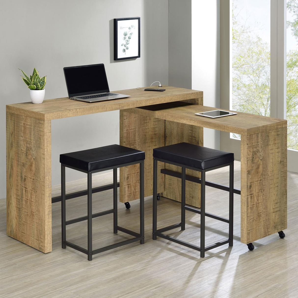 Davista Mango Brown 4-Piece Multipurpose Counter Height Table Set from Coaster - Luna Furniture