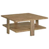 Dawn Square Engineered Wood Coffee Table With Shelf Mango from Coaster - Luna Furniture