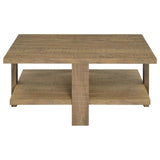 Dawn Square Engineered Wood Coffee Table With Shelf Mango from Coaster - Luna Furniture