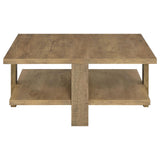 Dawn Square Engineered Wood Coffee Table With Shelf Mango from Coaster - Luna Furniture