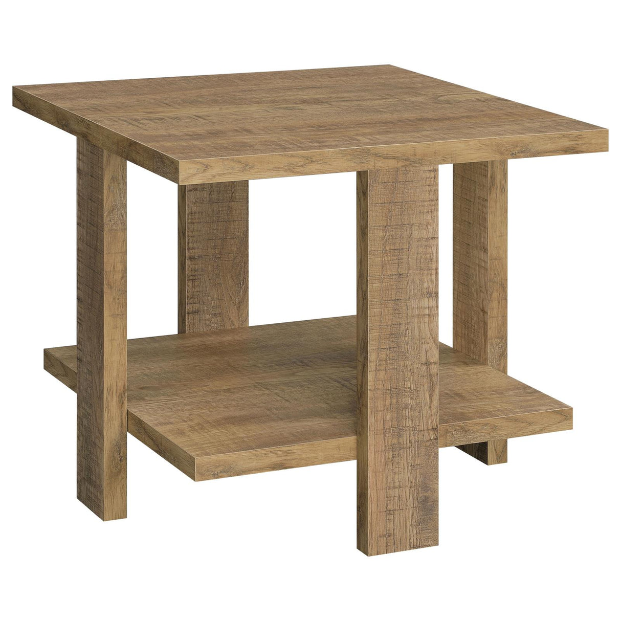 Dawn Square Engineered Wood End Table With Shelf Mango from Coaster - Luna Furniture